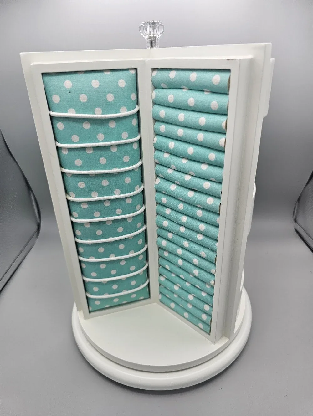 Pottery Barn Teen‎ Rotating 3-sided White Turquoise Polka Dot Jewelry Organizer